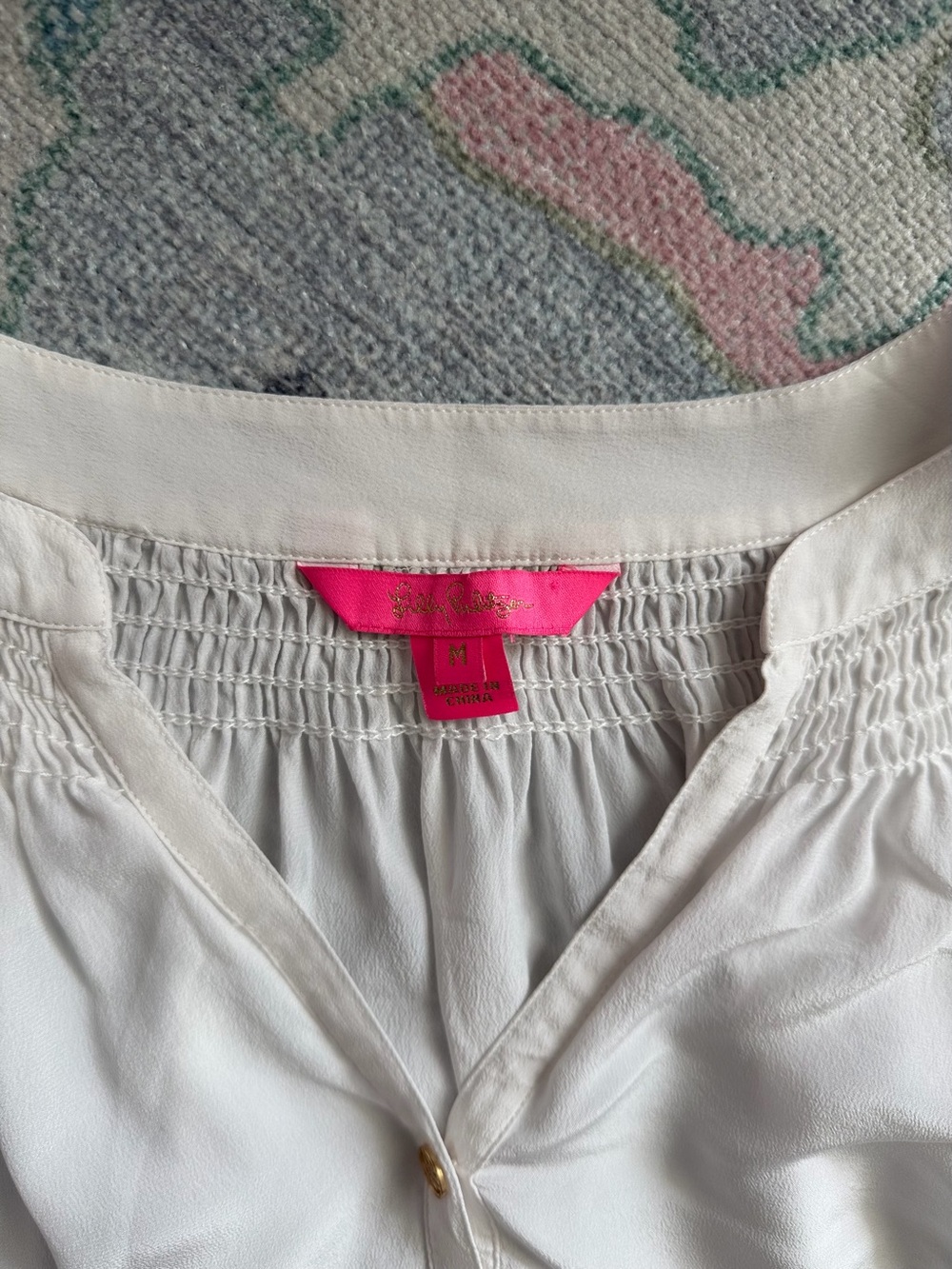 Lilly Pulitzer White Henley Peasant Blouse - Picture 2 of 2